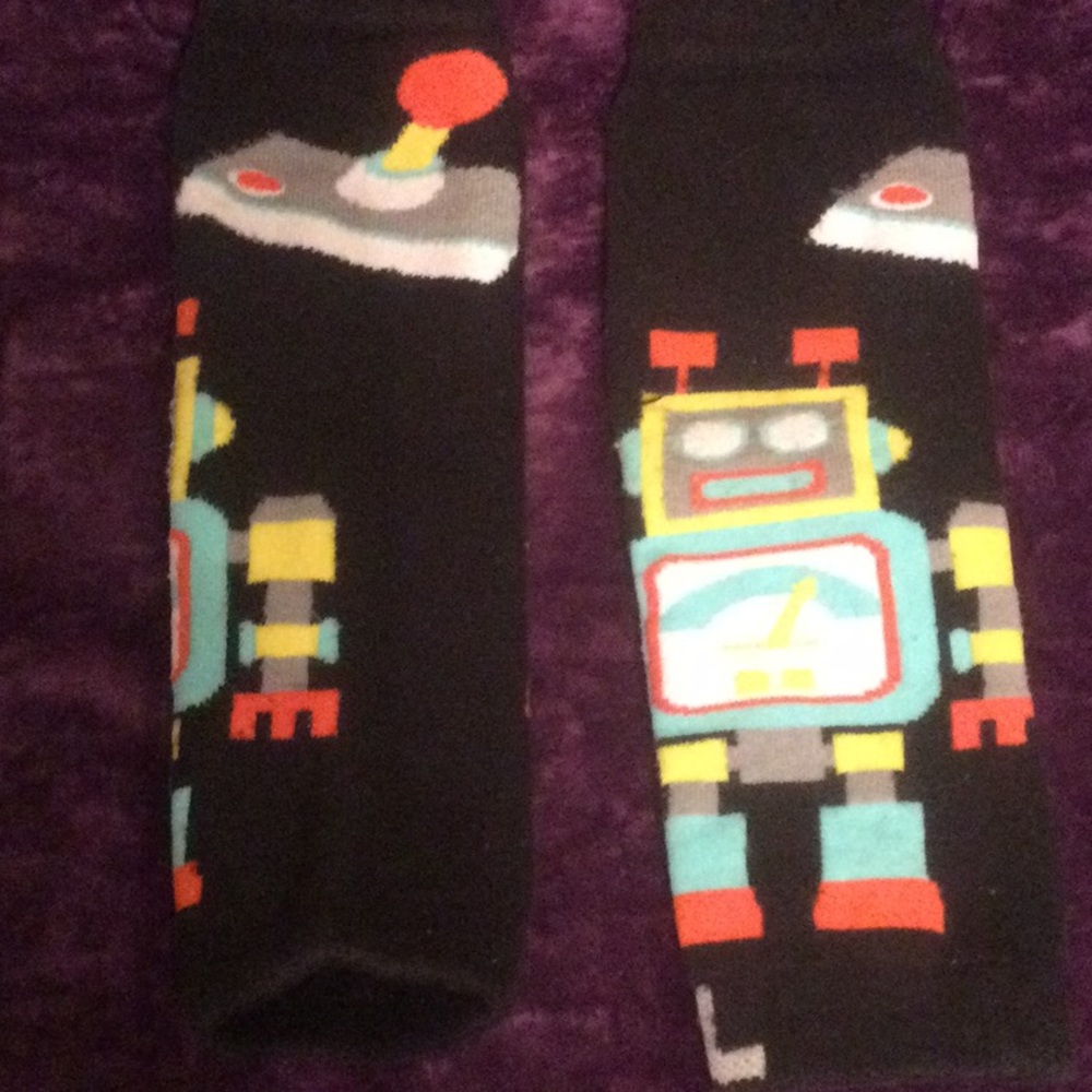 Leg warmers, child.  Gaming theme.